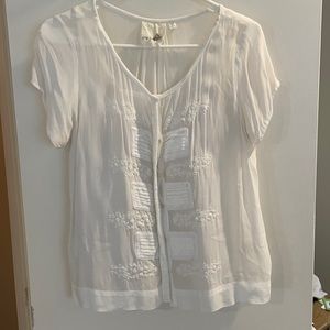 Anthropologie floral white blouse
